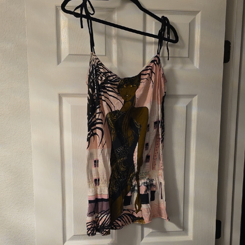 Custo Barcelona Artistic Pink and Black Tank Top